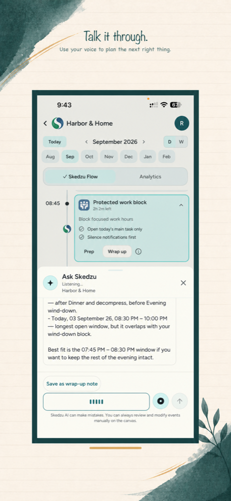 Talk to Skedzu voice options