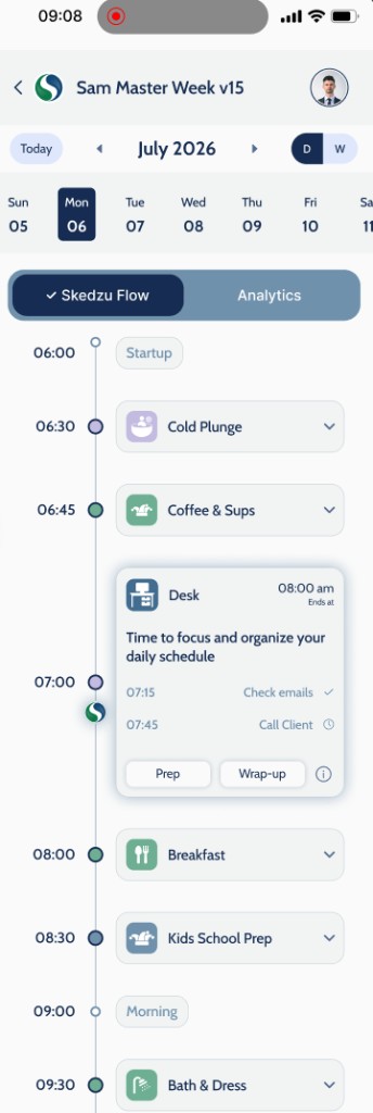Skedzu mobile day timeline