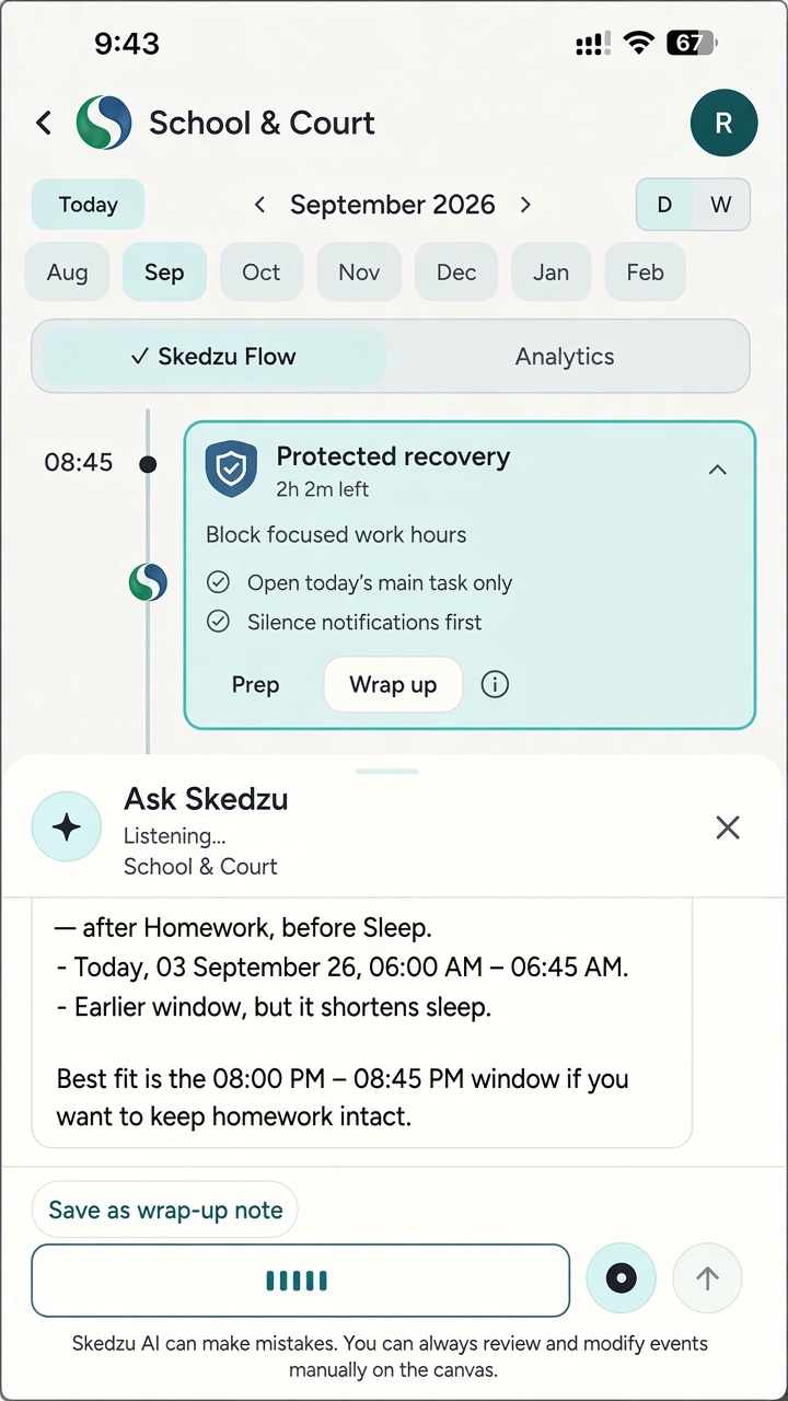 Talk to Skedzu voice assist suggesting a better window