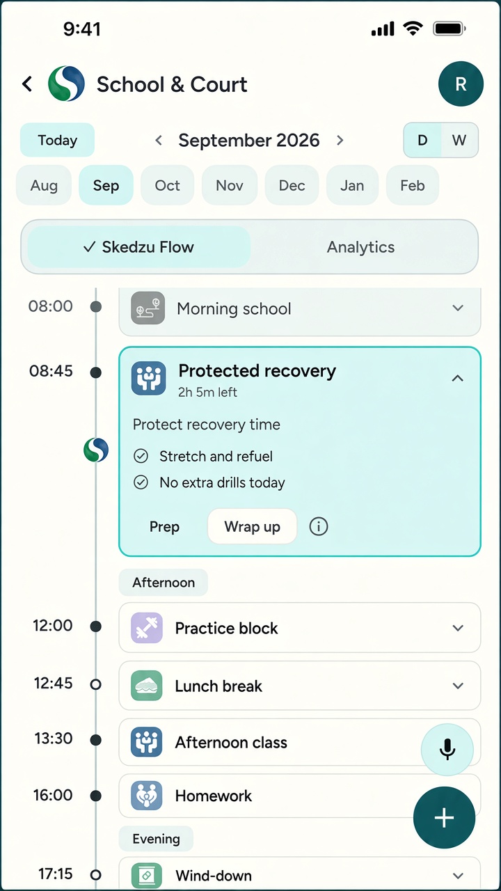 Saved daily timeline with a highlighted protected work block